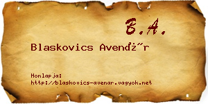 Blaskovics Avenár névjegykártya